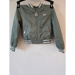 DKNY Kids Olive Green Bomber Jacket Sherpa Lined Size 3T
